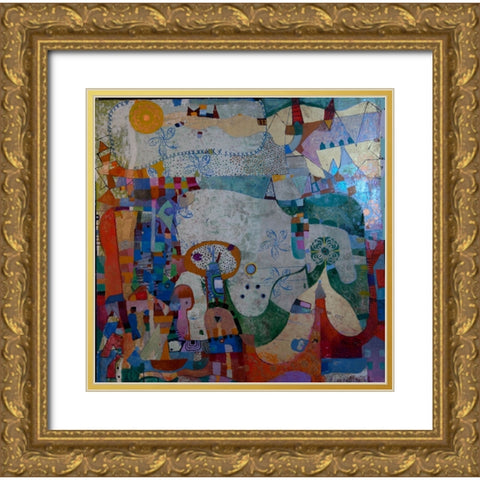 Distant Village Gold Ornate Wood Framed Art Print with Double Matting by Loebelsohn, Alise