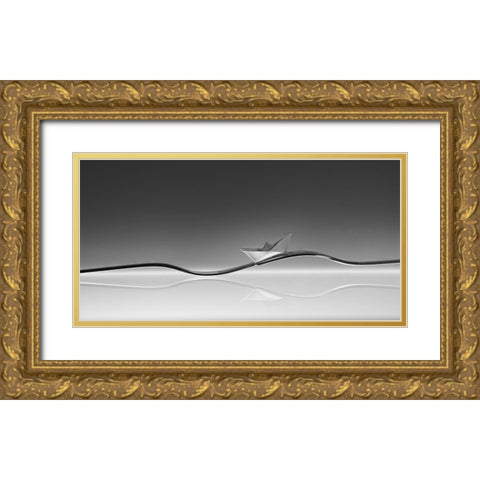 Wave Gold Ornate Wood Framed Art Print with Double Matting by Jonas, Nadav