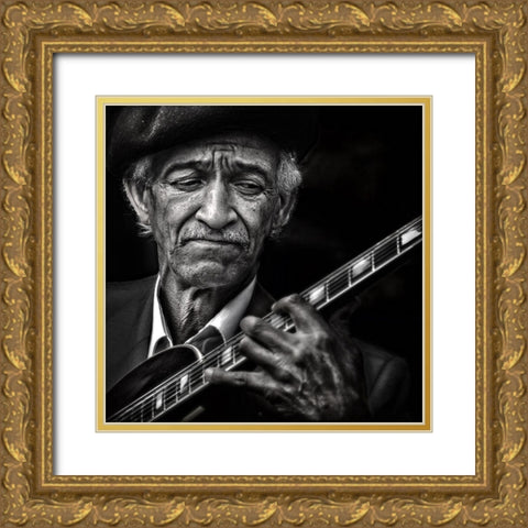 The Guitarist Gold Ornate Wood Framed Art Print with Double Matting by Flour, Piet