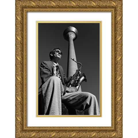 Frank M.-Saxophonist Gold Ornate Wood Framed Art Print with Double Matting by Ratzer, Klaus