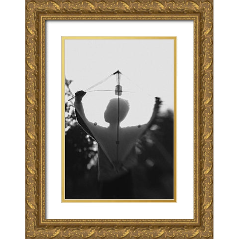 Q Play A Kite 2 Q Gold Ornate Wood Framed Art Print with Double Matting by Satriani, Jay