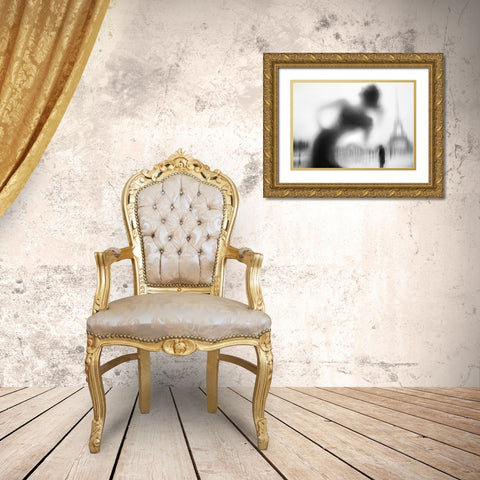 La Parisienne Gold Ornate Wood Framed Art Print with Double Matting by Drigny, Eric