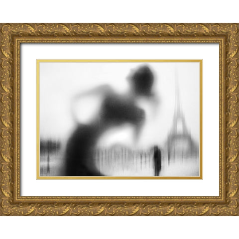 La Parisienne Gold Ornate Wood Framed Art Print with Double Matting by Drigny, Eric