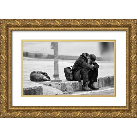 Two Friendly...! Gold Ornate Wood Framed Art Print with Double Matting by Kasim, Murat