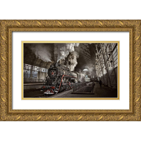 Last From Mohicans Gold Ornate Wood Framed Art Print with Double Matting by Laudin, Dmitry