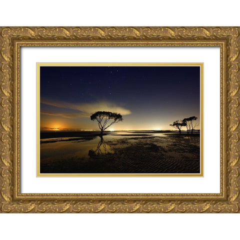 Moonrise Gold Ornate Wood Framed Art Print with Double Matting by Brackstone, Mel