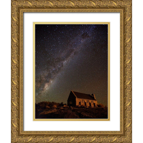 Church Of The Good Shepherd Gold Ornate Wood Framed Art Print with Double Matting by Zhang, Yan
