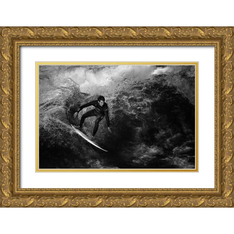 Surfing To Kingdom Come Gold Ornate Wood Framed Art Print with Double Matting by Hessel, Christoph