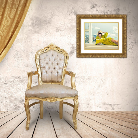Oxygene Gold Ornate Wood Framed Art Print with Double Matting by Ambra