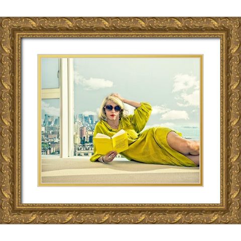 Oxygene Gold Ornate Wood Framed Art Print with Double Matting by Ambra