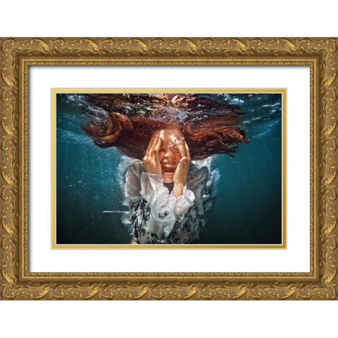 Cry Gold Ornate Wood Framed Art Print with Double Matting by Laudin, Dmitry