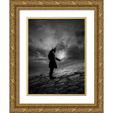 The Reader Gold Ornate Wood Framed Art Print with Double Matting by David Senechal Photographie