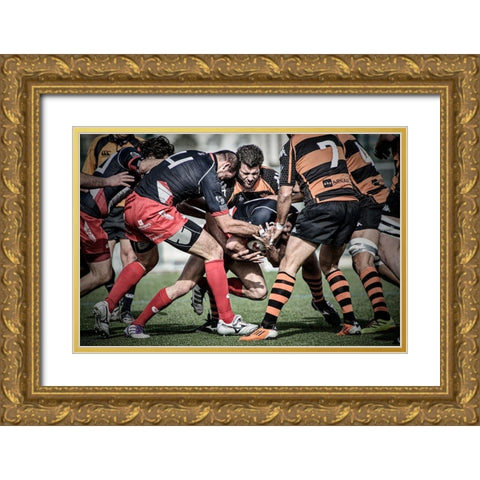 The Coup Gold Ornate Wood Framed Art Print with Double Matting by March, Cesar