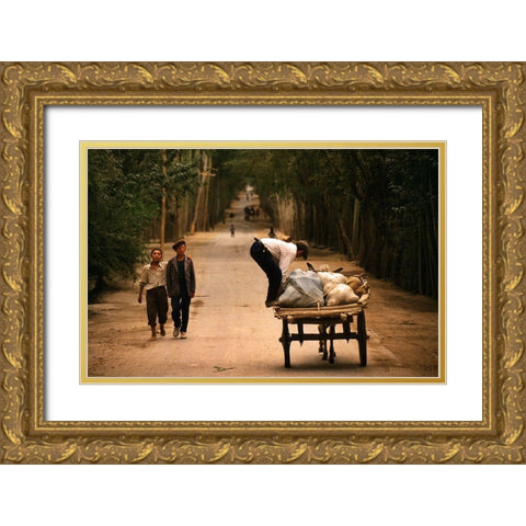 Road To Kashgar Gold Ornate Wood Framed Art Print with Double Matting by Urlings, Lou