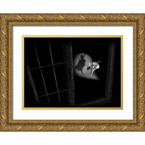 See My Shadow Gold Ornate Wood Framed Art Print with Double Matting by Ali Surachman, Aman