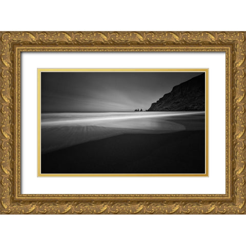 ... Black Beach Gold Ornate Wood Framed Art Print with Double Matting by Hoffmann, Raymond