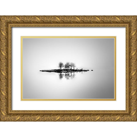 The Floating Island Gold Ornate Wood Framed Art Print with Double Matting by Markova, Albena