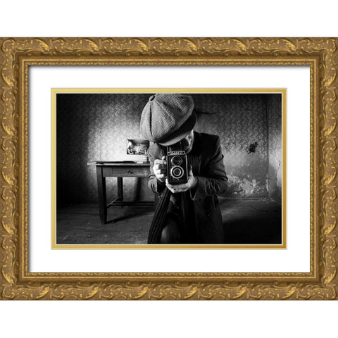 Untitled Gold Ornate Wood Framed Art Print with Double Matting by Grobenski, Mario
