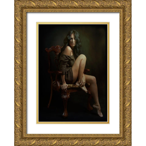 Portrait Of Helen Gold Ornate Wood Framed Art Print with Double Matting by Rise, Zachar