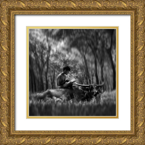 Learn Spirit Gold Ornate Wood Framed Art Print with Double Matting by Bunjamin, Antonyus