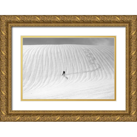 Snow Wave Surfing Gold Ornate Wood Framed Art Print with Double Matting by Svoboda MQEP, Peter