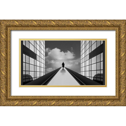 Walking To The Light Gold Ornate Wood Framed Art Print with Double Matting by Van Den, Jef