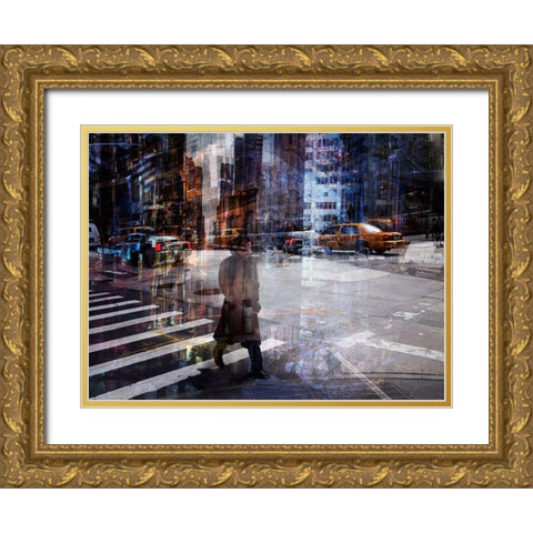Woody Allen Crossing Gold Ornate Wood Framed Art Print with Double Matting by B, V