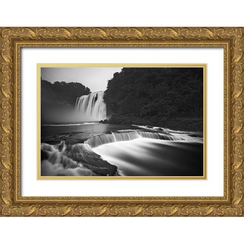 Huangguoshu Waterfalls Gold Ornate Wood Framed Art Print with Double Matting by Zhang, Yan