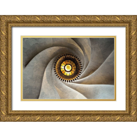 Torsional Gold Ornate Wood Framed Art Print with Double Matting by Koga, Hiroaki