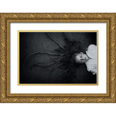 Roots Gold Ornate Wood Framed Art Print with Double Matting by Delrue, Mirjam