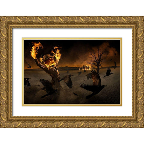 Jack-OA#039;-Scarecrow Gold Ornate Wood Framed Art Print with Double Matting by Kiciak, Christophe