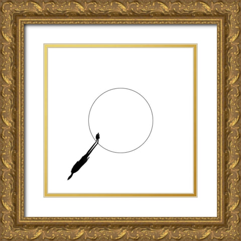 Walking The Circle! Gold Ornate Wood Framed Art Print with Double Matting by Limberg, Huib