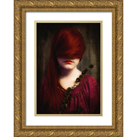 Redhead Gold Ornate Wood Framed Art Print with Double Matting by Larsen, Jorun