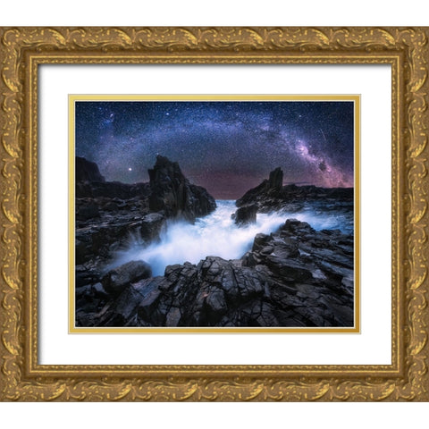 Bridge Of The Stone Gate Gold Ornate Wood Framed Art Print with Double Matting by Zhang, Joshua