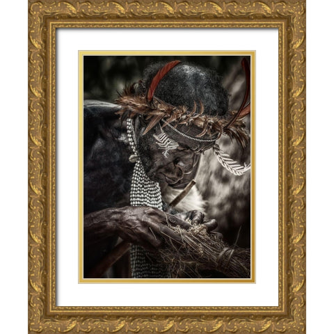 Dani: To Make Fire Gold Ornate Wood Framed Art Print with Double Matting by Stranak, Pavol