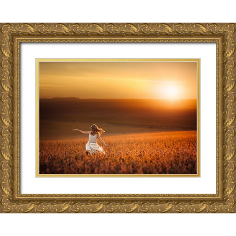Dusk Gold Ornate Wood Framed Art Print with Double Matting by Olson, Jake