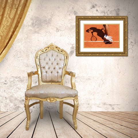 1St Serve Gold Ornate Wood Framed Art Print with Double Matting by Loire, Herve