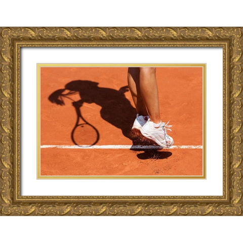 1St Serve Gold Ornate Wood Framed Art Print with Double Matting by Loire, Herve