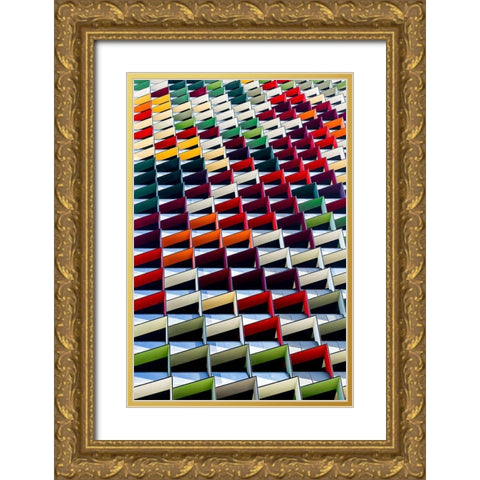 Origami Gold Ornate Wood Framed Art Print with Double Matting by Lim, Jared