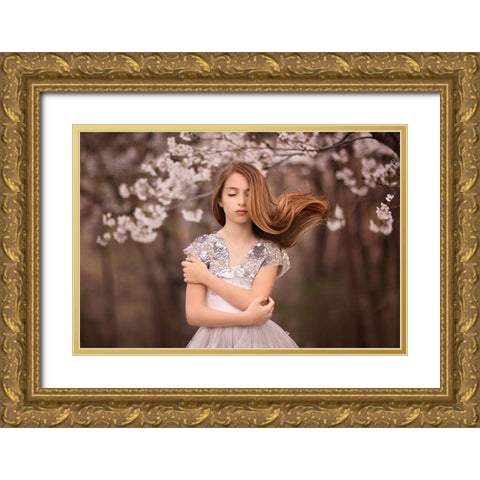Swoosh Gold Ornate Wood Framed Art Print with Double Matting by Andelman, Katie
