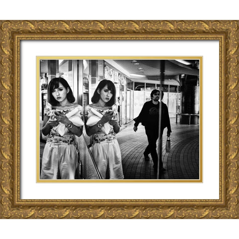 Mirror Gold Ornate Wood Framed Art Print with Double Matting by Suzuki, Tatsuo