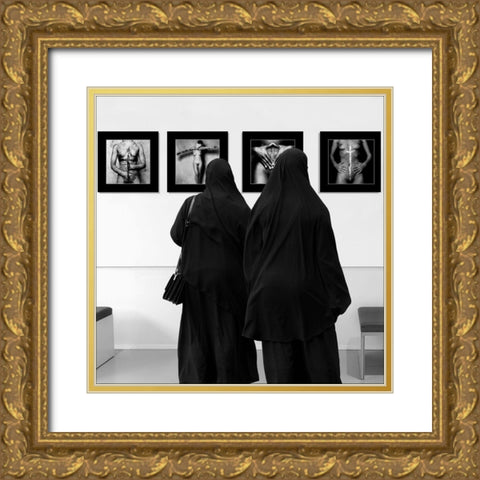 Watching The Exhibition Of John Lommen Gold Ornate Wood Framed Art Print with Double Matting by Limberg, Huib