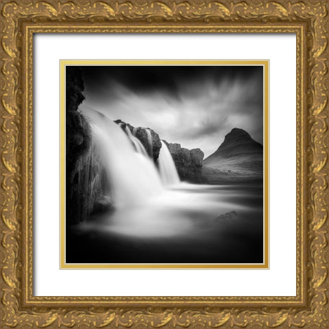 Kirkjufellfoss Gold Ornate Wood Framed Art Print with Double Matting by Del Grosso, Sebastien