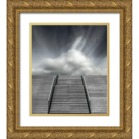 Stair Gold Ornate Wood Framed Art Print with Double Matting by Claes, Gilbert