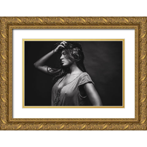 Dorine Gold Ornate Wood Framed Art Print with Double Matting by Rozenzvig, Carmit