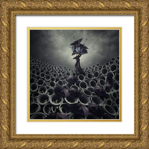 A Broken Serenade Gold Ornate Wood Framed Art Print with Double Matting by Hardibudi
