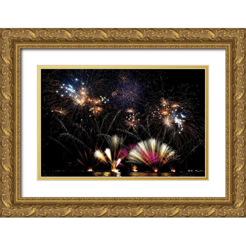Ieri A Lecco Cerano I Fuochi... Gold Ornate Wood Framed Art Print with Double Matting by Calvetti, Francesco