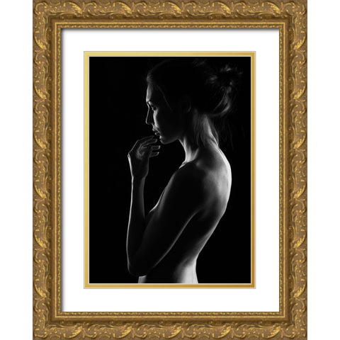 Winter Evening Gold Ornate Wood Framed Art Print with Double Matting by Batenko, Dmitriy