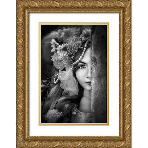 :: Half :: Gold Ornate Wood Framed Art Print with Double Matting by Minggar T, Miranti