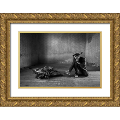 Give Me Back My Baby Gold Ornate Wood Framed Art Print with Double Matting by Grobenski, Mario